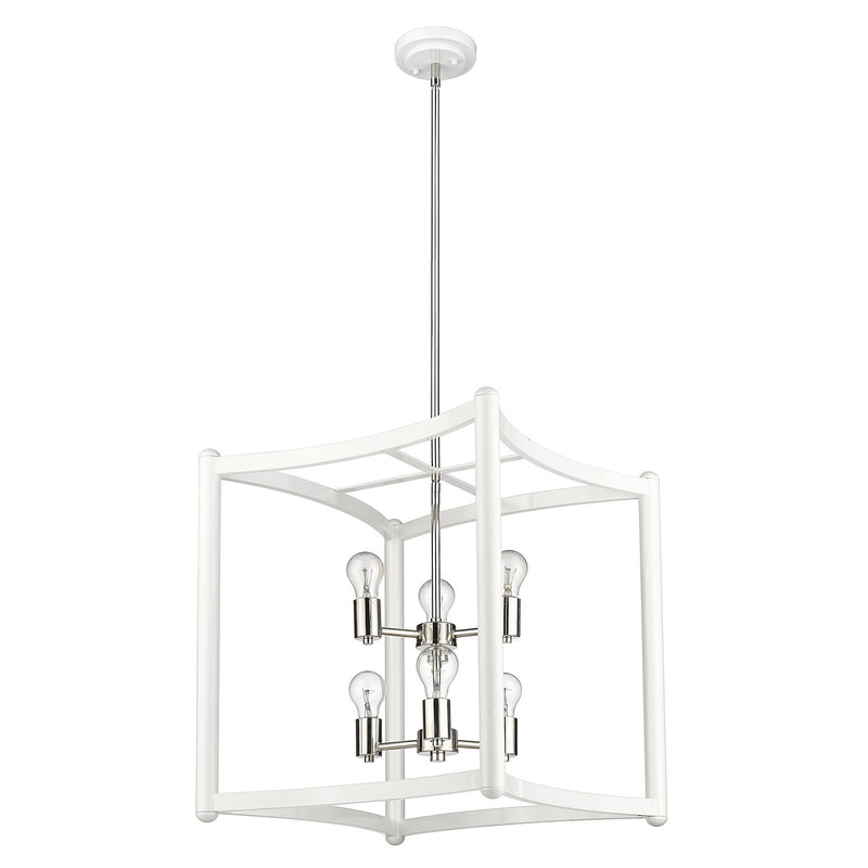 Acclaim Lighting IN20041WH Six Light Pendant, White with Polished Nickel Cluster