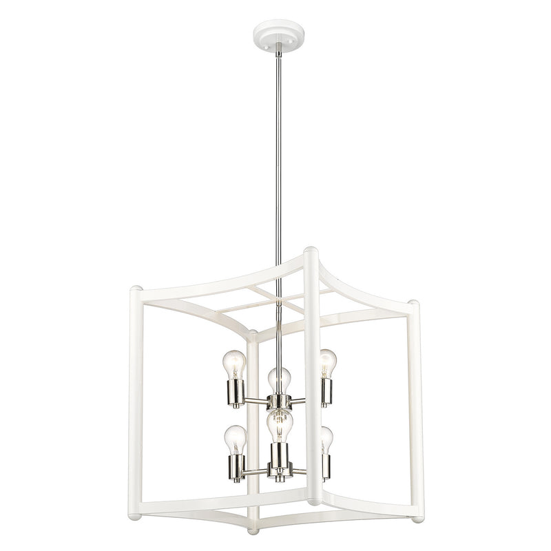 Acclaim Lighting IN20041WH Six Light Pendant, White with Polished Nickel Cluster