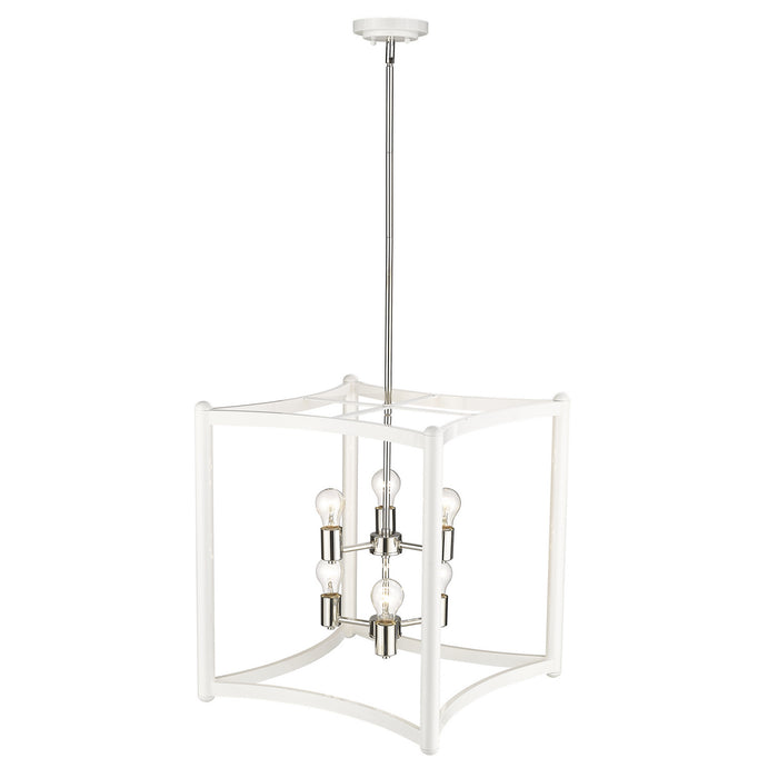 Acclaim Lighting IN20041WH Six Light Pendant, White with Polished Nickel Cluster