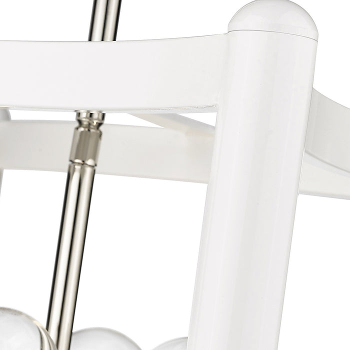 Acclaim Lighting IN20041WH Six Light Pendant, White with Polished Nickel Cluster