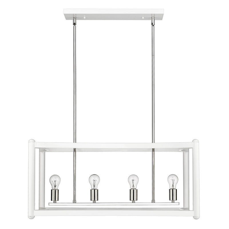 Acclaim Lighting IN20042WH Eight Light Linear Pendant, White with Polished Nickel Cluster