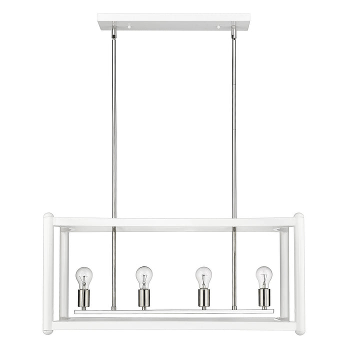 Acclaim Lighting IN20042WH Eight Light Linear Pendant, White with Polished Nickel Cluster