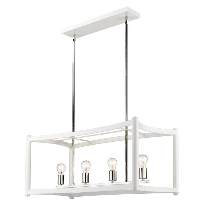 Acclaim Lighting IN20042WH Eight Light Linear Pendant, White with Polished Nickel Cluster