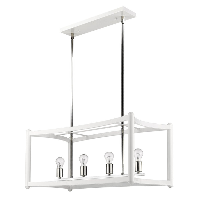 Acclaim Lighting IN20042WH Eight Light Linear Pendant, White with Polished Nickel Cluster