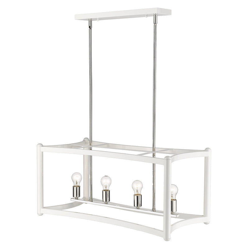 Acclaim Lighting IN20042WH Eight Light Linear Pendant, White with Polished Nickel Cluster
