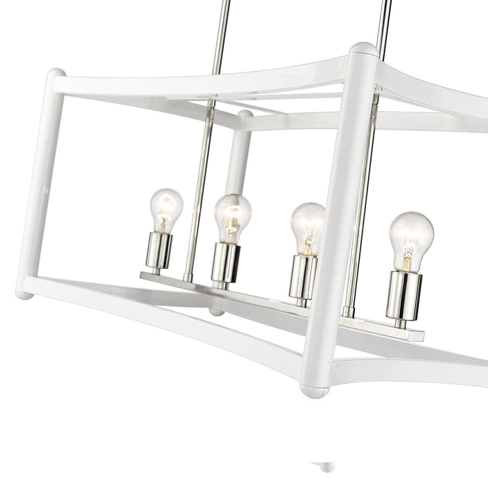 Acclaim Lighting IN20042WH Eight Light Linear Pendant, White with Polished Nickel Cluster