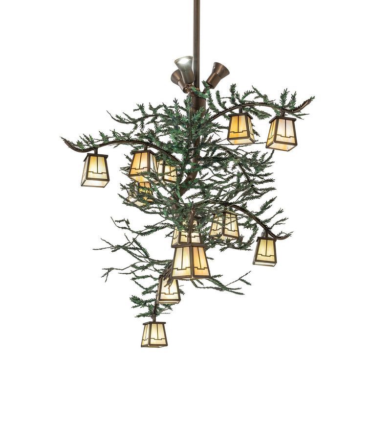 Meyda Tiffany 253317 15 Light Chandelier, Antique Copper With Green Needles
