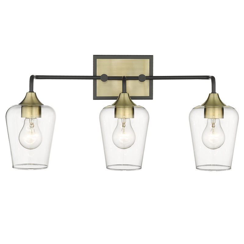 Acclaim Lighting IN40082BK Three Light Vanity, Antique Brass and Black