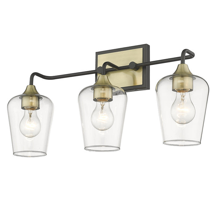 Acclaim Lighting IN40082BK Three Light Vanity, Antique Brass and Black