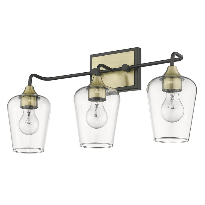 Acclaim Lighting IN40082BK Three Light Vanity, Antique Brass and Black