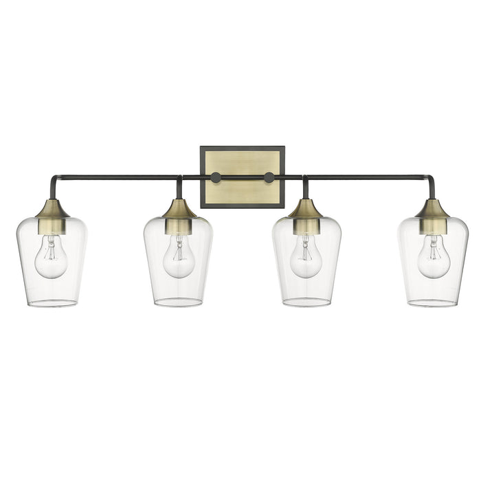 Acclaim Lighting IN40083BK Four Light Vanity, Antique Brass and Black
