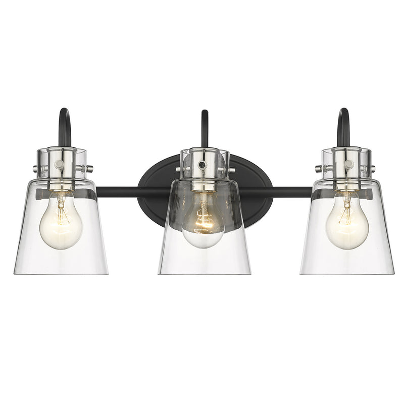 Acclaim Lighting IN40092BK Three Light Vanity, Matte Black and Polished Nickel