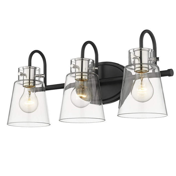 Acclaim Lighting IN40092BK Three Light Vanity, Matte Black and Polished Nickel