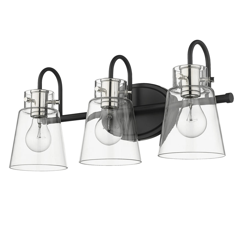 Acclaim Lighting IN40092BK Three Light Vanity, Matte Black and Polished Nickel