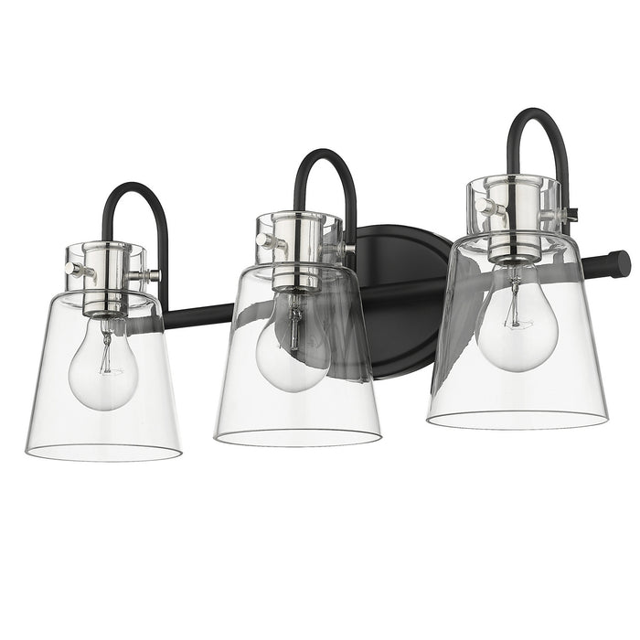Acclaim Lighting IN40092BK Three Light Vanity, Matte Black and Polished Nickel