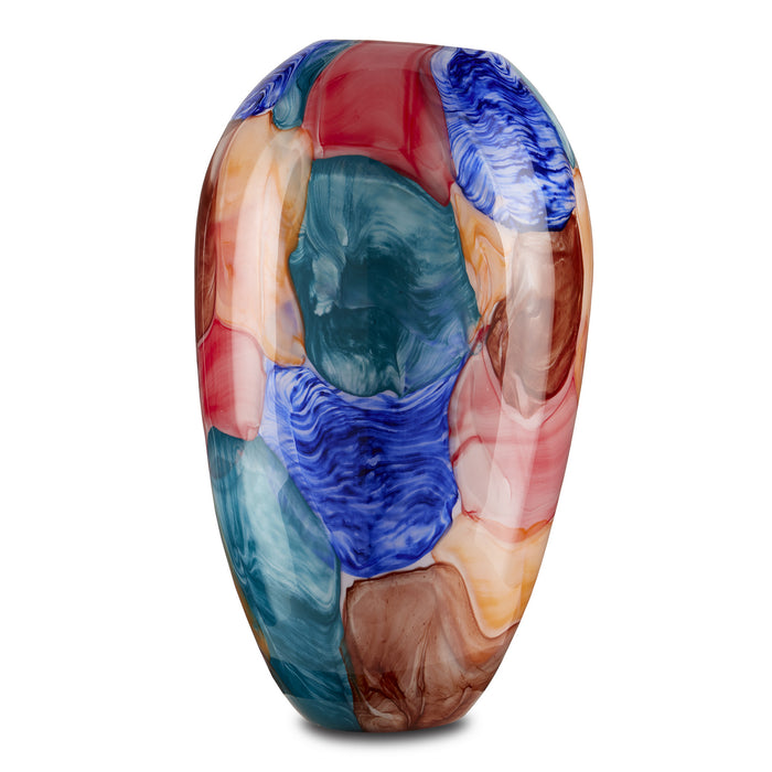 Currey and Company 1200-0561 Vase, Blue/Orange/Green