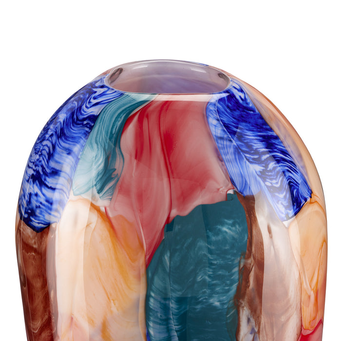 Currey and Company 1200-0561 Vase, Blue/Orange/Green