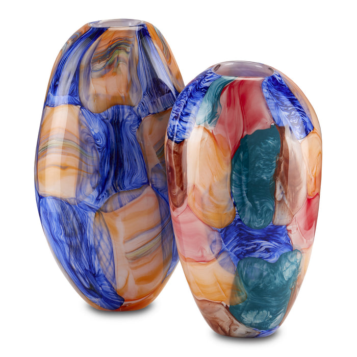Currey and Company 1200-0561 Vase, Blue/Orange/Green