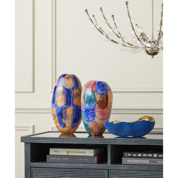Currey and Company 1200-0561 Vase, Blue/Orange/Green
