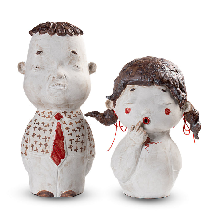 Currey and Company 1200-0602 Businesswoman, White/Brown/Red