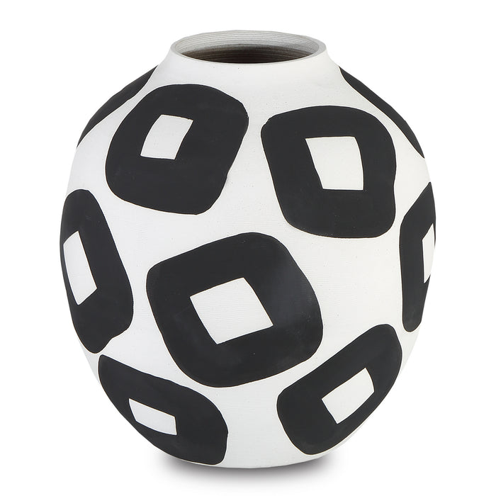 Currey and Company 1200-0603 Vase, White/Black
