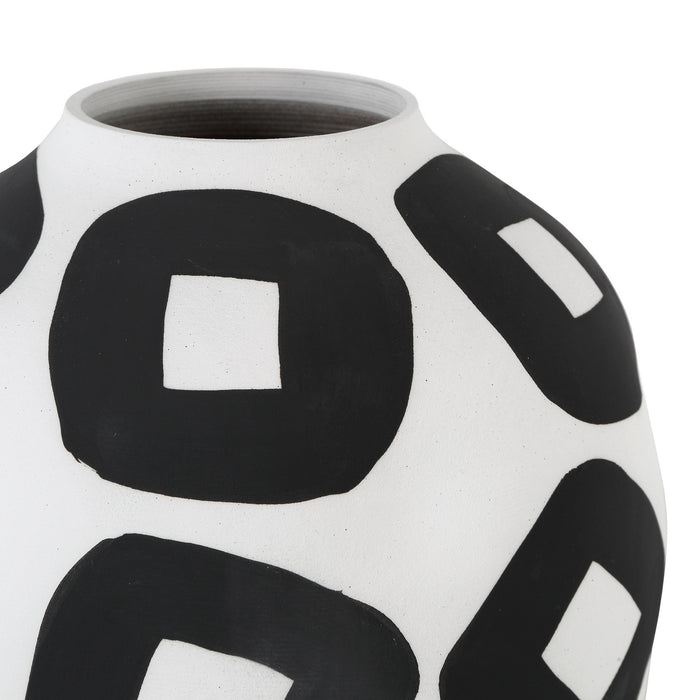 Currey and Company 1200-0603 Vase, White/Black