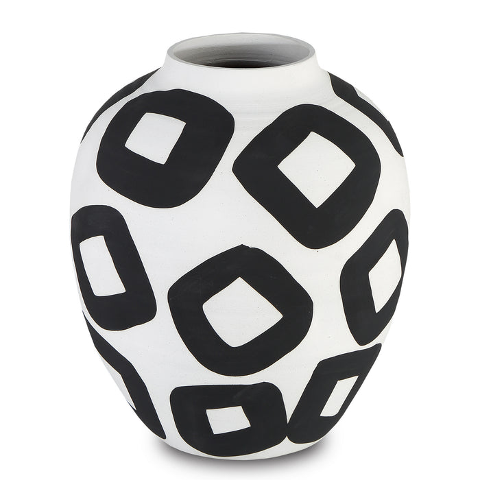 Currey and Company 1200-0604 Vase, White/Black