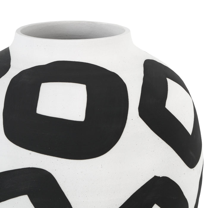 Currey and Company 1200-0604 Vase, White/Black