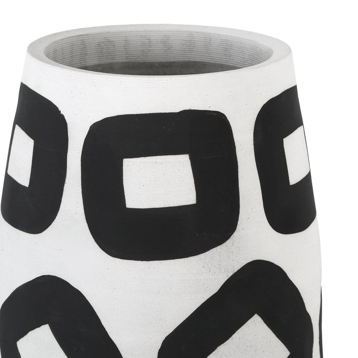 Currey and Company 1200-0605 Vase, White/Black