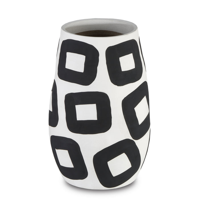 Currey and Company 1200-0606 Vase, White/Black
