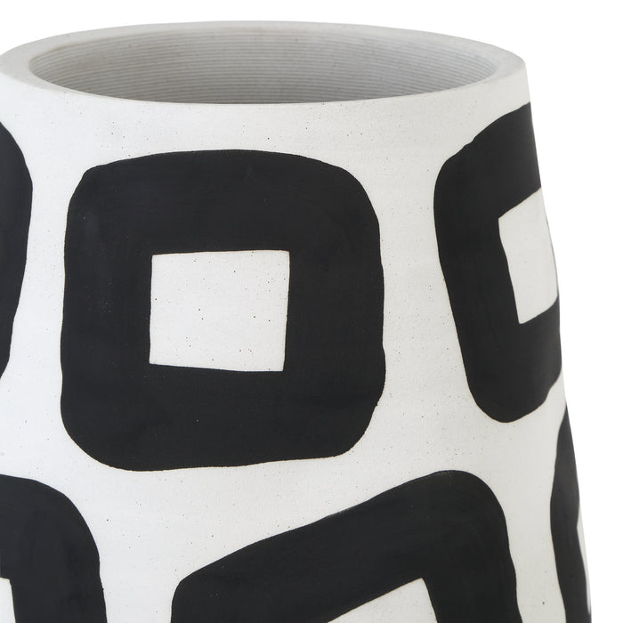 Currey and Company 1200-0606 Vase, White/Black