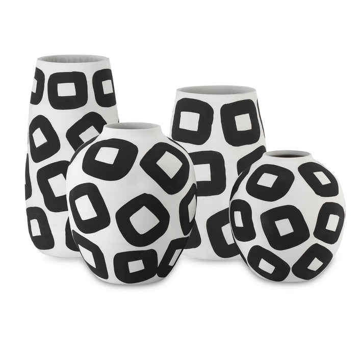 Currey and Company 1200-0606 Vase, White/Black