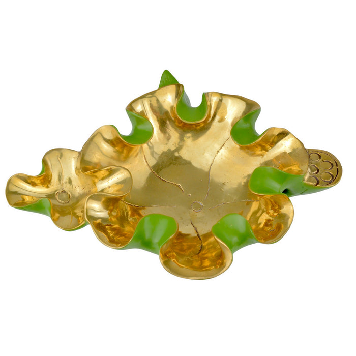 Currey and Company 1200-0621 Bowl, Green/Polished Gold