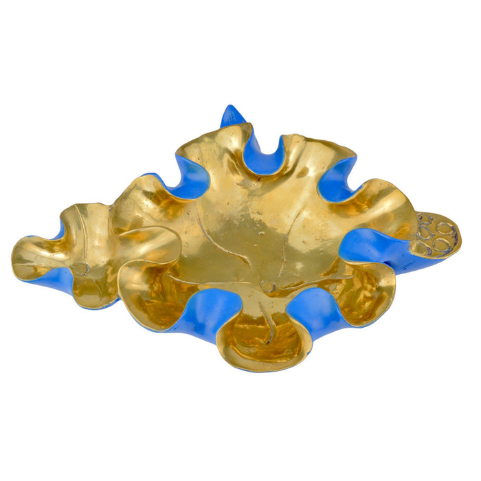 Currey and Company 1200-0622 Bowl, Blue/Polished Gold