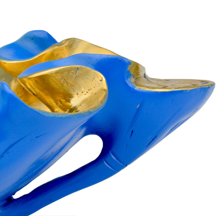 Currey and Company 1200-0622 Bowl, Blue/Polished Gold