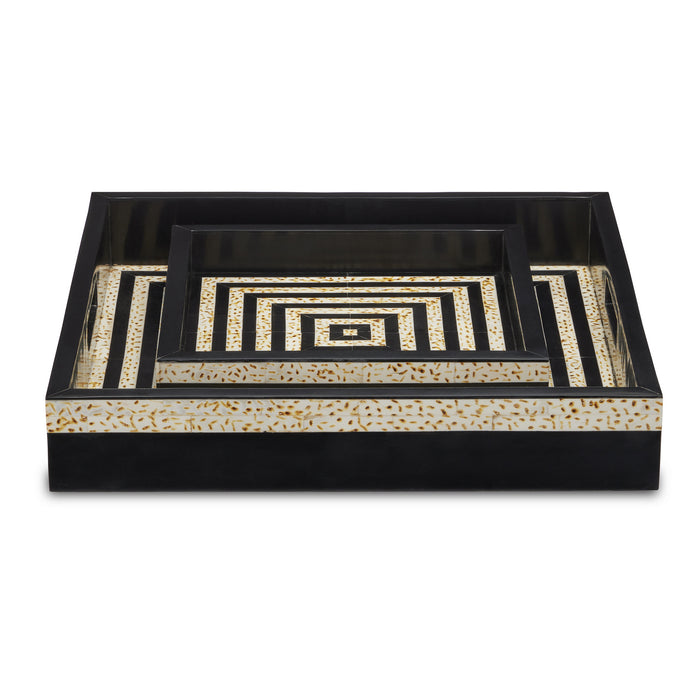 Currey and Company 1200-0637 Tray Set of 2, Black/White