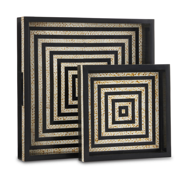 Currey and Company 1200-0637 Tray Set of 2, Black/White