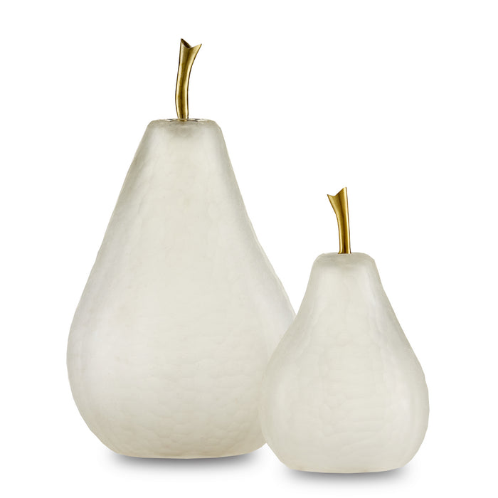 Currey and Company 1200-0641 Pear Set of 2, Matte Frost/Brass
