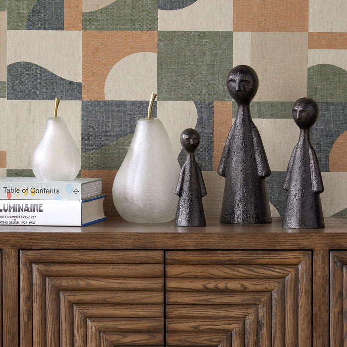 Currey and Company 1200-0641 Pear Set of 2, Matte Frost/Brass