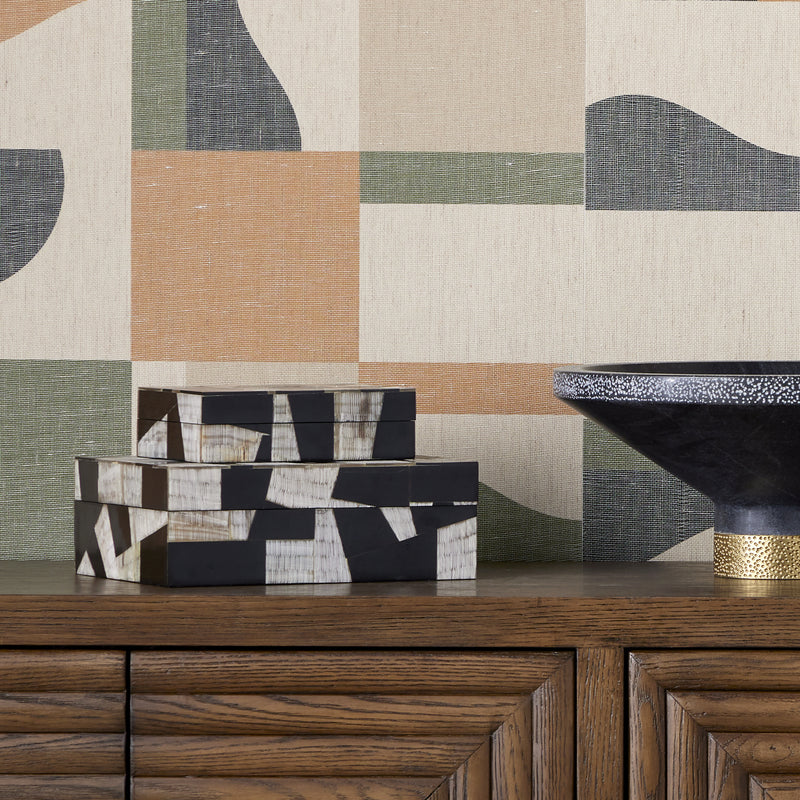 Currey and Company 1200-0642 Box Set of 2, Natural/Black/Linen