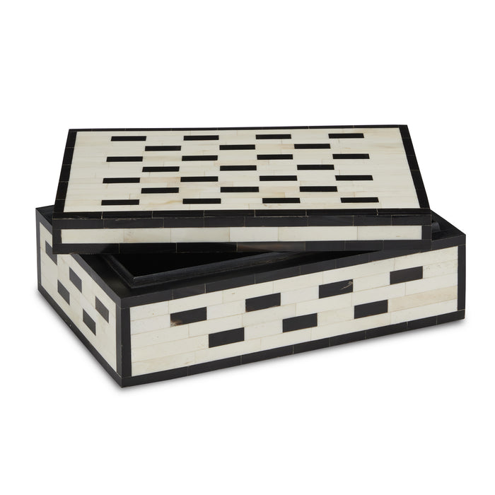 Currey and Company 1200-0646 Box, White/Black/Natural