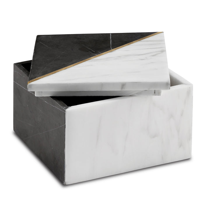 Currey and Company 1200-0652 Box, White/Black/Brass