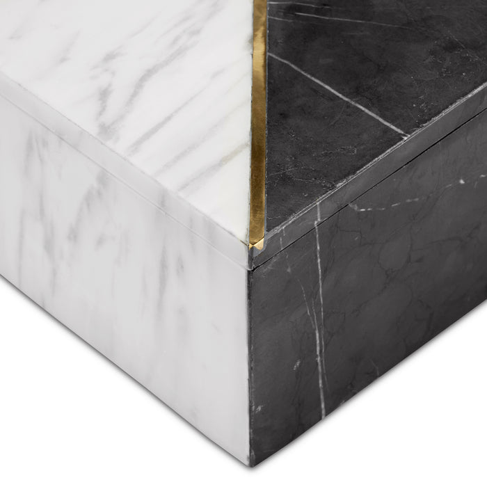 Currey and Company 1200-0652 Box, White/Black/Brass