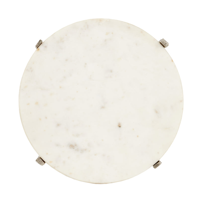 Currey and Company 4000-0142 Accent Table, Antique Nickel/White