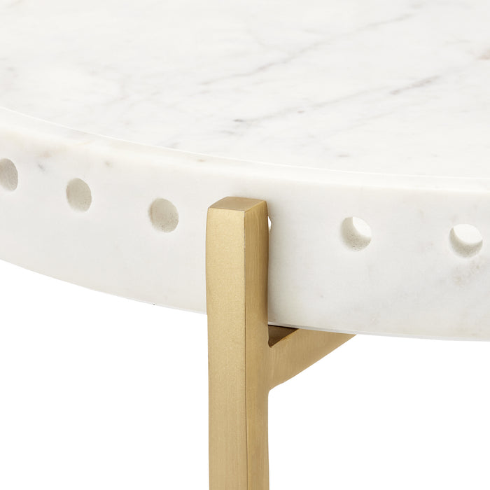 Currey and Company 4000-0146 Accent Table, White/Antique Brass