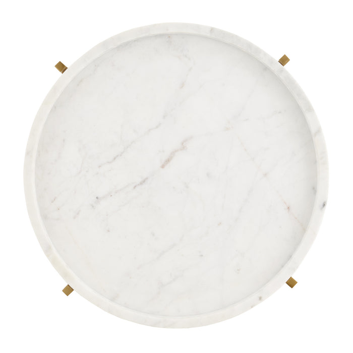 Currey and Company 4000-0146 Accent Table, White/Antique Brass