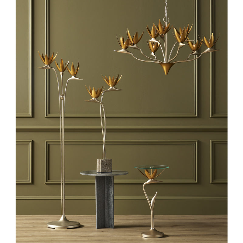 Currey and Company 4000-0147 Accent Table, Contemporary Silver Leaf/Contemporary Gold Leaf