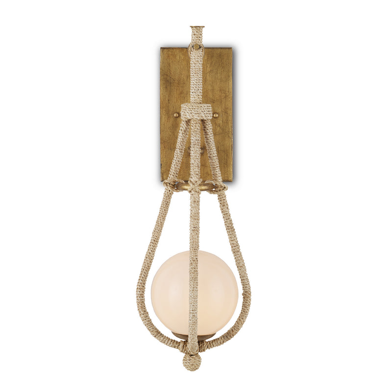 Currey and Company 5000-0211 One Light Wall Sconce, Natural/Gold/White