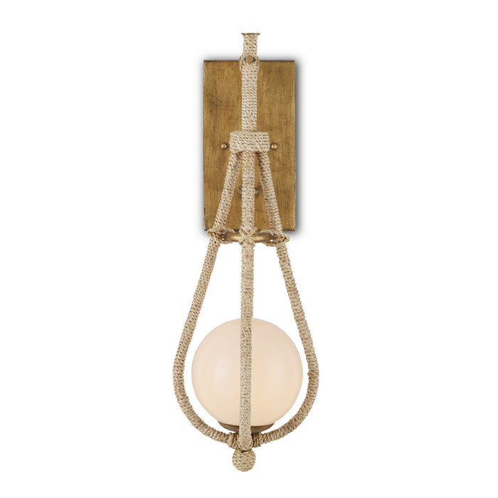 Currey and Company 5000-0211 One Light Wall Sconce, Natural/Gold/White