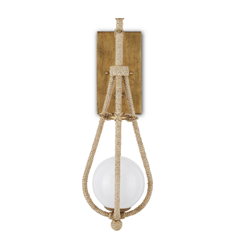 Currey and Company 5000-0211 One Light Wall Sconce, Natural/Gold/White